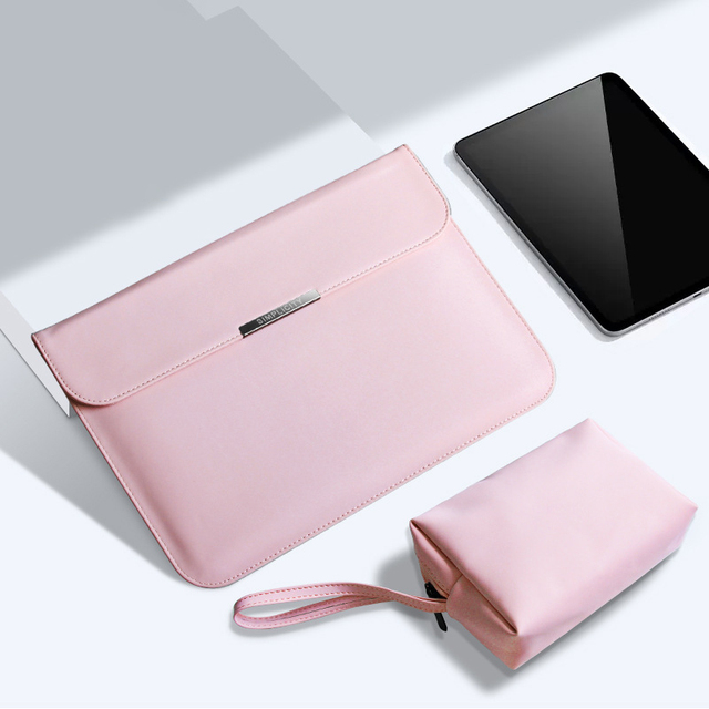 Laptop Bag Sleeve for MacBook Air 13 13.6 Case M1 M2 M3 Pro 14.2 Inches A2442 A2779 PU Leather Frosted Shockproof Bag