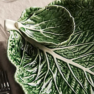 Assiette créative en céramique en forme <span class=keywords><strong>de</strong></span> <span class=keywords><strong>feuille</strong></span> <span class=keywords><strong>de</strong></span> <span class=keywords><strong>chou</strong></span>, assiette à salade verte, plat <span class=keywords><strong>de</strong></span> service, <span class=keywords><strong>vaisselle</strong></span> décorative pour restaurant, hôtel, maison - Product Image 3