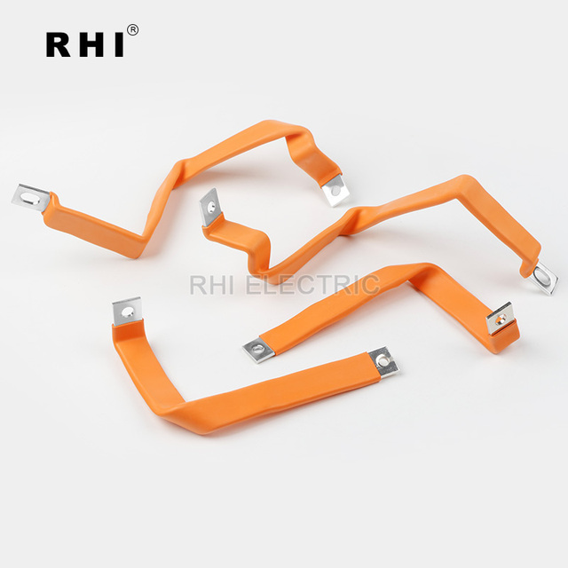 Flexible Copper Insulated Nickel Plated PVC Covered Heat Shrink Tube Busbars 20mm X 3mm X 200mm EV Distribution Equipment