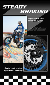 มอเตอร์ไซค์ไฟฟ้าออฟโรด ZAWES 3000W 60V 23.4AH มอเตอร์ไร้แปรงถ่าน สีน้ำเงินดำ ระบบกันสะเทือนคู่ มอเตอร์ไซค์ไฟฟ้าสำหรับขับขี่บนภูเขา - Product Image 3