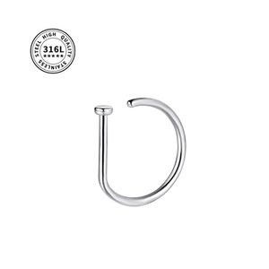 Anneau de nez minimaliste en acier inoxydable 316L en forme de D |   Bijoux de piercing sans soudure pour le nez, pour hommes et femmes |   Anneau de nez factice - Product Image 5