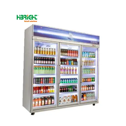 Three Tempered Glass Door Upright Convenience chiller supermarket freezer