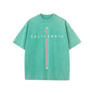 Camiseta de algodón puro lavado con ácido con estampado Retro para hombre, estilo callejero, cuello de alta calidad, gran tamaño, longitud corta, venta al por mayor de fábrica - Product Image 5