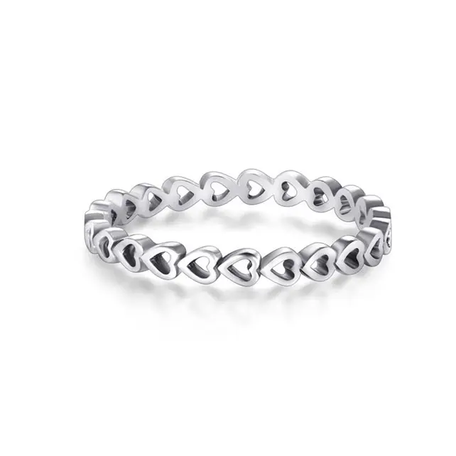 Perhiasan modis minimalis cincin hati perak murni Dainty cincin jari indeks elegan 925 cincin perak untuk wanita