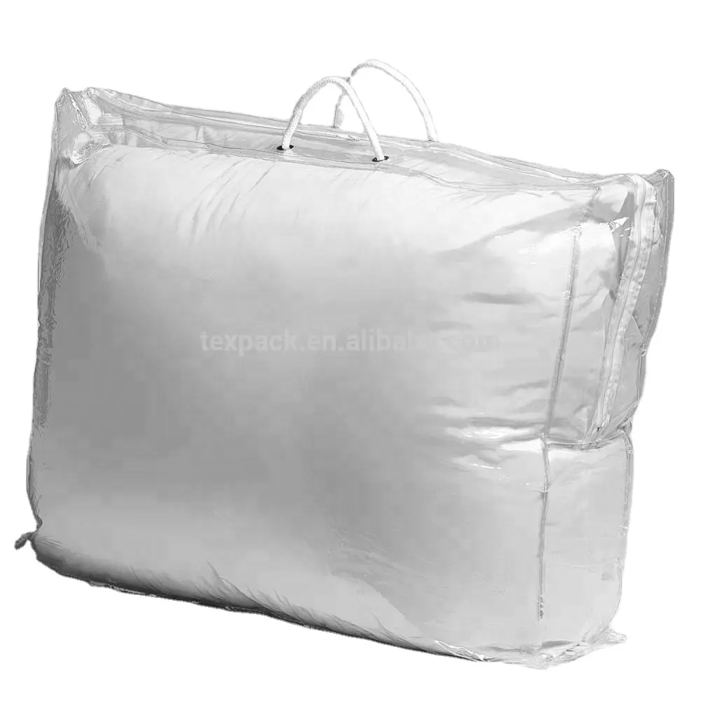 Texpack OEM Quilt Túi Lưu Trữ Rõ Ràng PVC PE Không Dệt Vinyl Zipper Bag Với Xử Lý Pocket