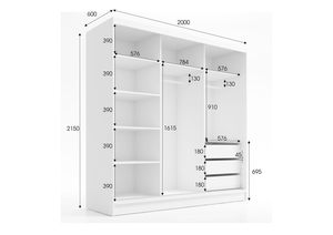 Armoire coulissante noire moderne SENYU avec panneau en verre, design minimaliste, gain de place, meubles de chambre à coucher - Product Image 2