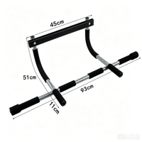 Palang Pull-Up Baja Karbon Tugas Berat Multi-Grip Tanpa Bor untuk Dipasang di Pintu, Peralatan Kebugaran untuk Penggunaan di Rumah