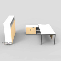 Bureau de direction en L extensible, moderne et simple, avec pieds en aluminium réglables et rangement intégré – Vente directe usine Vina – Écologique