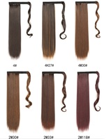 Vente en Gros Usine, Queue de Cheval Droite Longue de 22 Pouces à Fixation Magique, Extensions de Cheveux Synthétiques