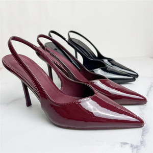 Sandali Mule in pelle verniciata 2025 Za tacco sottile Sexy Back Trip <span class=keywords><strong>cinturino</strong></span> con <span class=keywords><strong>tacchi</strong></span> alti in nero - Product Image 1