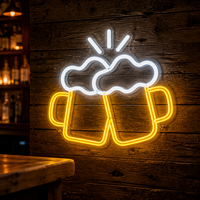 Panneau néon personnalisé vintage « Cheers » pour mugs à bière, décoration rustique pour bar à domicile, pub, taverne, luminaire suspendu pour terrasse extérieure, brasserie