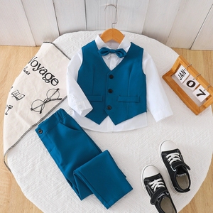 <span class=keywords><strong>Traje</strong></span> Formal de Caballero para Niño Estilo Occidental <span class=keywords><strong>con</strong></span> Camiseta <span class=keywords><strong>Blanca</strong></span> de Manga Larga + Pantalones <span class=keywords><strong>con</strong></span> Tirantes + Pajarita, Ropa para Niño 5A - Product Image 1