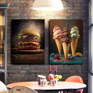 Makanan Jalan lezat Pizza hamburger anjing panas es krim seni dinding dapur restoran atau Dekorasi Rumah - Product Image 2