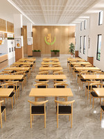 Ensemble table et chaises de restaurant rapide en bois, style minimaliste moderne, personnalisable, avec structure métallique, pour hôtel, cafétéria, salles à manger commerciales