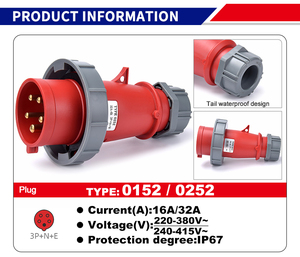 2025 New IP67 Flame-retardant Industrial <strong>Plug</strong> Sockets Custom <strong>Label</strong> 4PIN 16A 32A 380-415V 3P+E ABS+ Copper Parts for Hospital Use - Product Image 3