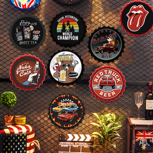 Großhandel kunden spezifische Vintage Metall Zinn Zeichen Retro 35cm runde Bierflaschen verschluss geformte Wand kunst Dekoration - Product Image 5