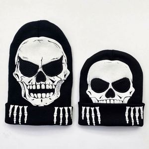 Gorro de punto tipo balaclava con diseño de calavera luminosa para Halloween, venta al por mayor - Product Image 2
