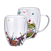 Tasses à café en verre borosilicate personnalisées Samyo, avec fleurs séchées bioniques, pour Noël, isolation à double paroi, gobelet à boire