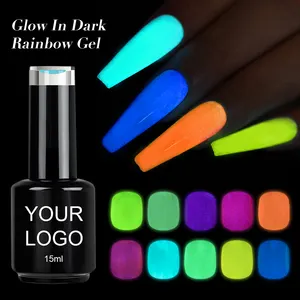 Grosir OEM musim panas koleksi warna neon penjualan laris Glow in dark gel pelangi
