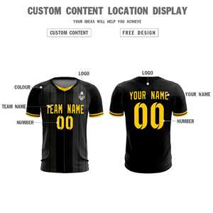 Maillots/ensembles de football personnalisés à rayures classiques noires - Product Image 4