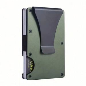 OEM ODM Custom <b>RFID</b> <b>Blocking</b> Passport Credit Card Holder PU Leather Minimalist Metal <b>Wallet</b> No Closure Multi-Function Laser - Product Image 1