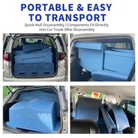 Bateau pliant en LDPE 3210x1817x621mm, bateau de pêche modulaire robuste, transportable sur toit de voiture, design sûr, écologique et recyclable