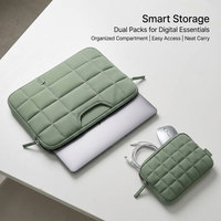 Ensemble de housses matelassées pour ordinateur portable vert sauge, sacoche rembourrée pour ordinateur avec pochette à accessoires pour ordinateurs portables de 13 à 16 pouces, personnalisable avec logo d'entreprise