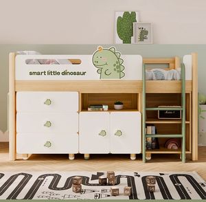<span class=keywords><strong>Lit</strong></span> multifonctionnel pour enfants Animal amusant Petite taille en bois massif <span class=keywords><strong>mi</strong></span>-<span class=keywords><strong>hauteur</strong></span> Armoire combinée de rangement pour chambre à coucher - Product Image 2