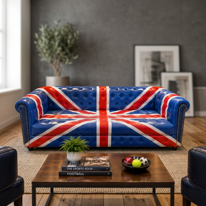 Canapé Chesterfield de luxe en cuir véritable, design boutonné du milieu du siècle, ensemble modulaire écologique pour appartement, éponge de qualité supérieure - Product Image 3