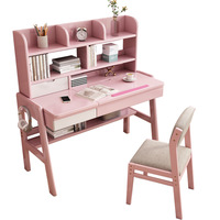 Ensemble de bureau et chaise d'étude pour enfants au design nordique, bureau en bois massif réglable avec étagère intégrée, bureau tout-en-un pour étudiants à domicile