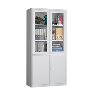 Hạ gục Tủ hồ sơ thép mô-đun có khóa & chìa khóa-2 kính 2 cửa kim loại văn phòng trường lưu trữ dung lượng lớn - Product Image 1