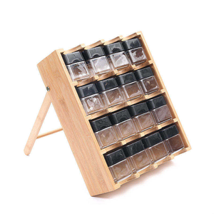 Étagère à épices pliable en bambou HOSTK à 4 niveaux, 16 compartiments, type autoportant, organisateur de <span class=keywords><strong>rangement</strong></span> de <span class=keywords><strong>cuisine</strong></span>, tiroir de comptoir - Product Image 1