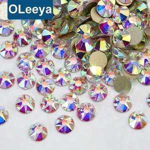OLeeya Strass en verre cristal AB de qualité supérieure, 2088 Xirius16, 8 facettes grandes et 8 petites, à dos plat, non thermocollants, pour décorations - Product Image 1