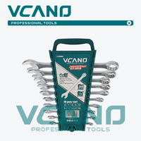 VCANO 10 pièces Clés à pipe combinées en acier au chrome-vanadium, texture antidérapante fine, pour réparation industrielle et bricolage, avec support, système métrique