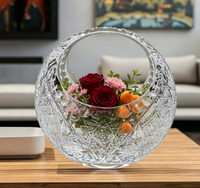 Panier à fruits et fleurs en cristal sculpté à la main avec 24% de PbO, poignée de luxe, centre de table, ornement de mariage, cadeau de festival