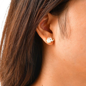 Boucles d'oreilles clous licorne animales tendance en acier inoxydable 316L plaqué or PVD 14k 18k, style coréen, vente en gros pour femmes - Product Image 3