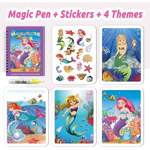 Livre <span class=keywords><strong>de</strong></span> <span class=keywords><strong>coloriage</strong></span> aquatique réutilisable <span class=keywords><strong>Sirène</strong></span> pour tout-petits <span class=keywords><strong>de</strong></span> 1 à 3 ans avec plus <span class=keywords><strong>de</strong></span> 18 autocollants et stylo sans bavure – Kits éducatifs et cadeaux - Product Image 3