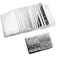 YULI KY-802 9.5X14.5cm Grande plaque de tamponnage pour nail art, motifs feuilles, fleurs, géométriques, pochoirs de graffitis pour impression de vernis