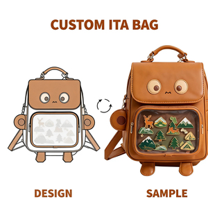 Cartoon Monster Ita Bag <b>Backpack</b> Custom PU Clear Window Enamel Badge Display Crossbody Bag Low Moq OEM ODM Manufacturer ItaBag - Product Image 3