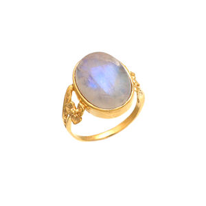 เครื่องประดับแฟชั่นใหม่พลอยมูนสโตนสีรุ้งธรรมชาติ925เงินสเตอร์ลิงแหวนชุบทอง18K ทำด้วยมือแหวนวินเทจ - Product Image 1