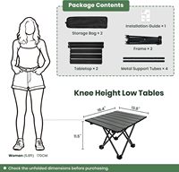 Table pliante portable en acier carbone ultralégère pour le camping, la randonnée, le trekking, le pique-nique, la plage, le barbecue
