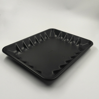 Barquette en plastique noir jetable, recyclable, pour l'emballage des aliments frais, pour supermarchés, bœuf, steak, poisson, volaille