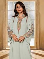 Abaya tendance du Moyen-Orient, robe musulmane pour femmes, robe brodée, robe islamique, kaftan marocain, jalabiya arabe