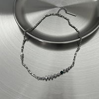 Collier chaîne en bambou électroplaqué avec perles, pour homme, style hip-hop tendance, design de niche haut de gamme, accessoires élégants au style froid