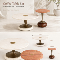 Table d'appoint et table basse de luxe, plateau en marbre travertin naturel, base en acier inoxydable, fabricant de meubles pour hôtels et villas
