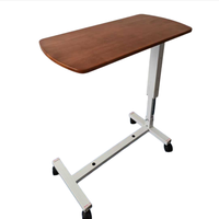 Table de lit réglable en hauteur à forte capacité de charge, bureau mobile pour hôpital et domicile avec plateau en bois/ABS pour soins aux patients et études