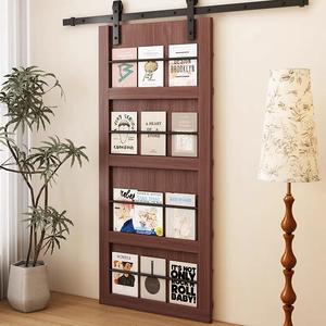 Puerta Corredera Interior <span class=keywords><strong>de</strong></span> Madera Sólida con Diseño Minimalista, Puerta Murphy para Librería, Puerta Secreta - Product Image 3