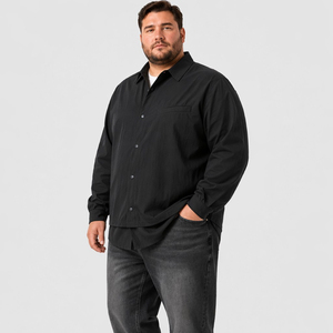 Heren lichtgewicht herfst overshirt overhemdjas borstzak casual eenvoudig groot en lang plus size oversized ontspannen pasvorm 6XL 7XL - Product Image 3