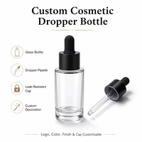 Flacon compte-gouttes en verre transparent personnalisé de 15 ml, 30 ml, 60 ml, 120 ml (1 oz, 2 oz, 4 oz) pour huiles essentielles et collyres avec impression sérigraphique