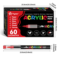 Marqueurs de Peinture Acrylique, Stylos de Peinture, 60 Couleurs Liquides Fournitures d'Art pour Roches, Bois, Pierre, Tissus, Artisanat DIY